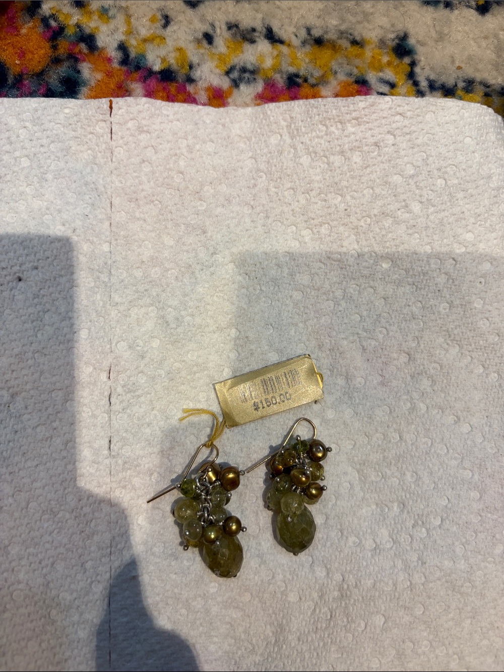 Olive Green Cluster Drop Earrings - Unbranded